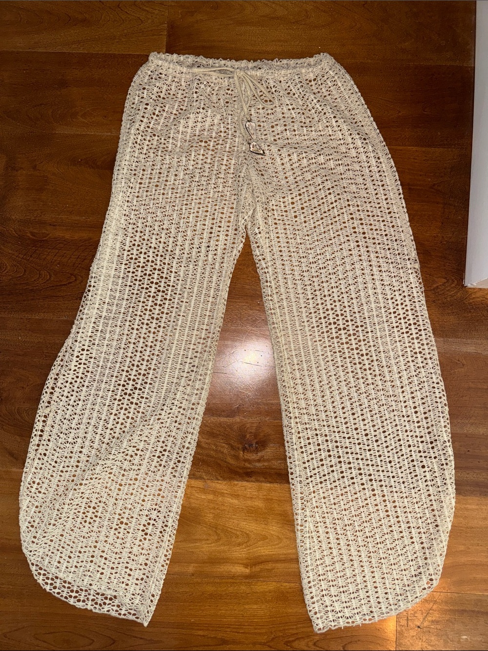 Crochet Beach Cover-Up Pants in Cream